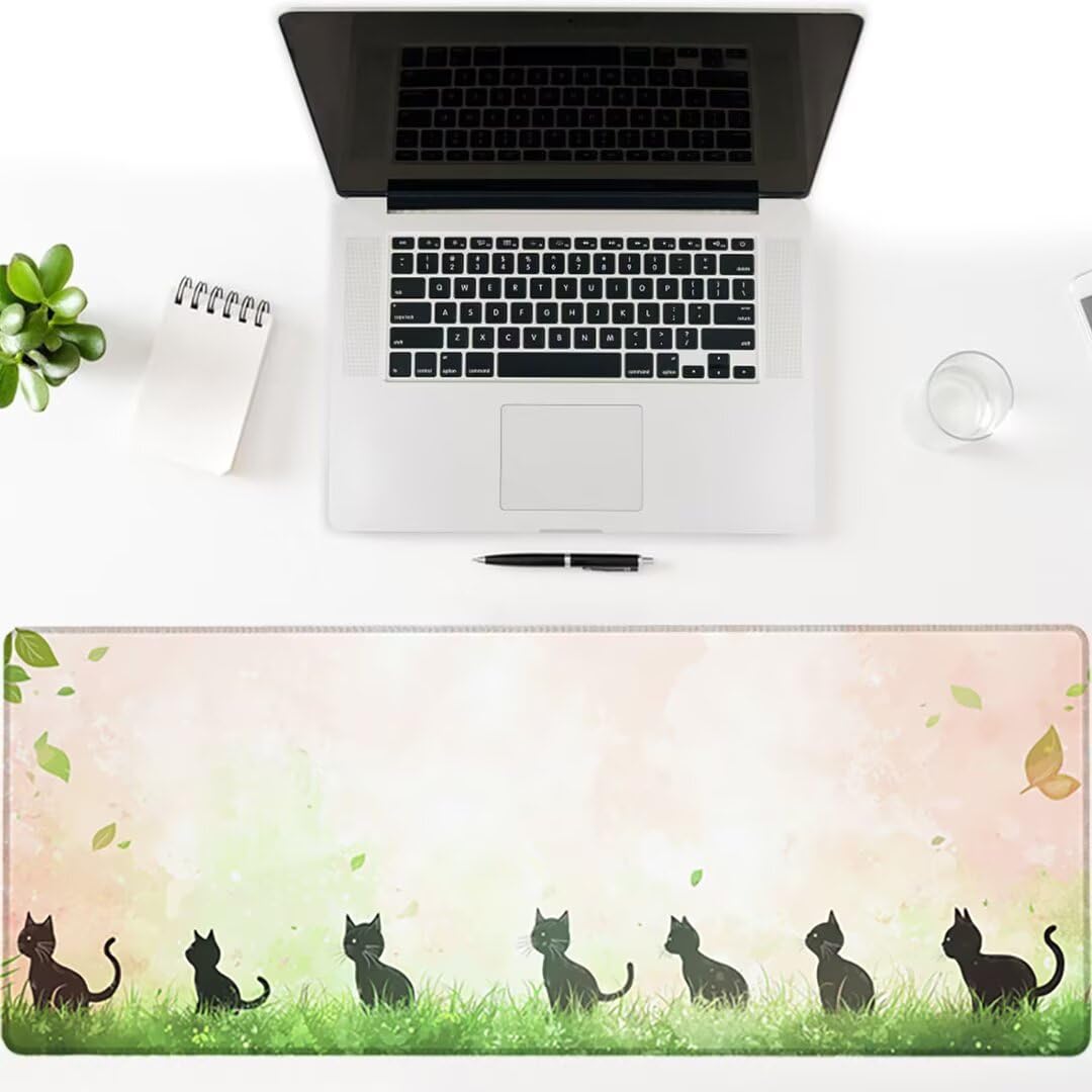 Podkładka pod mysz XXL Cat - 1400x600x3mm - Duża mata na biurko z przeszytymi krawędziami Wodoodporna antypoślizgowa do komputera, laptopa poprawia precyzję i szybkość. -36718