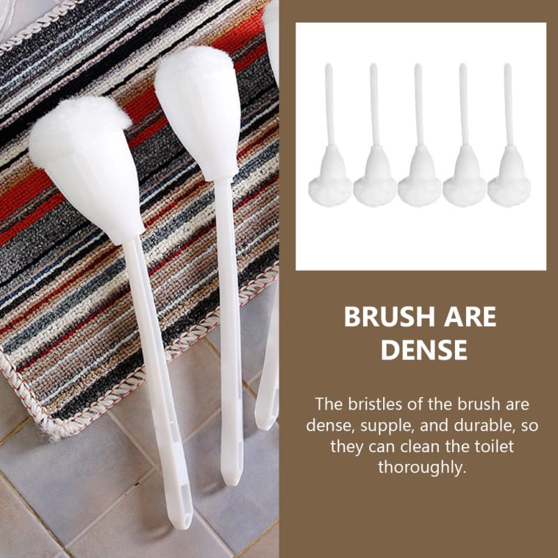 Image of Garneck Soft Toilet Bowl Brush Set with Holder 5Pcs Bathroom Cleaning Brushes with Soft Bristles and Pp Handle for Deep Toilet Cleaning