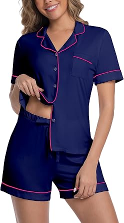 Womens Bamboo Viscose Pajama Sets 2 Piece Button Down Pjs Sets