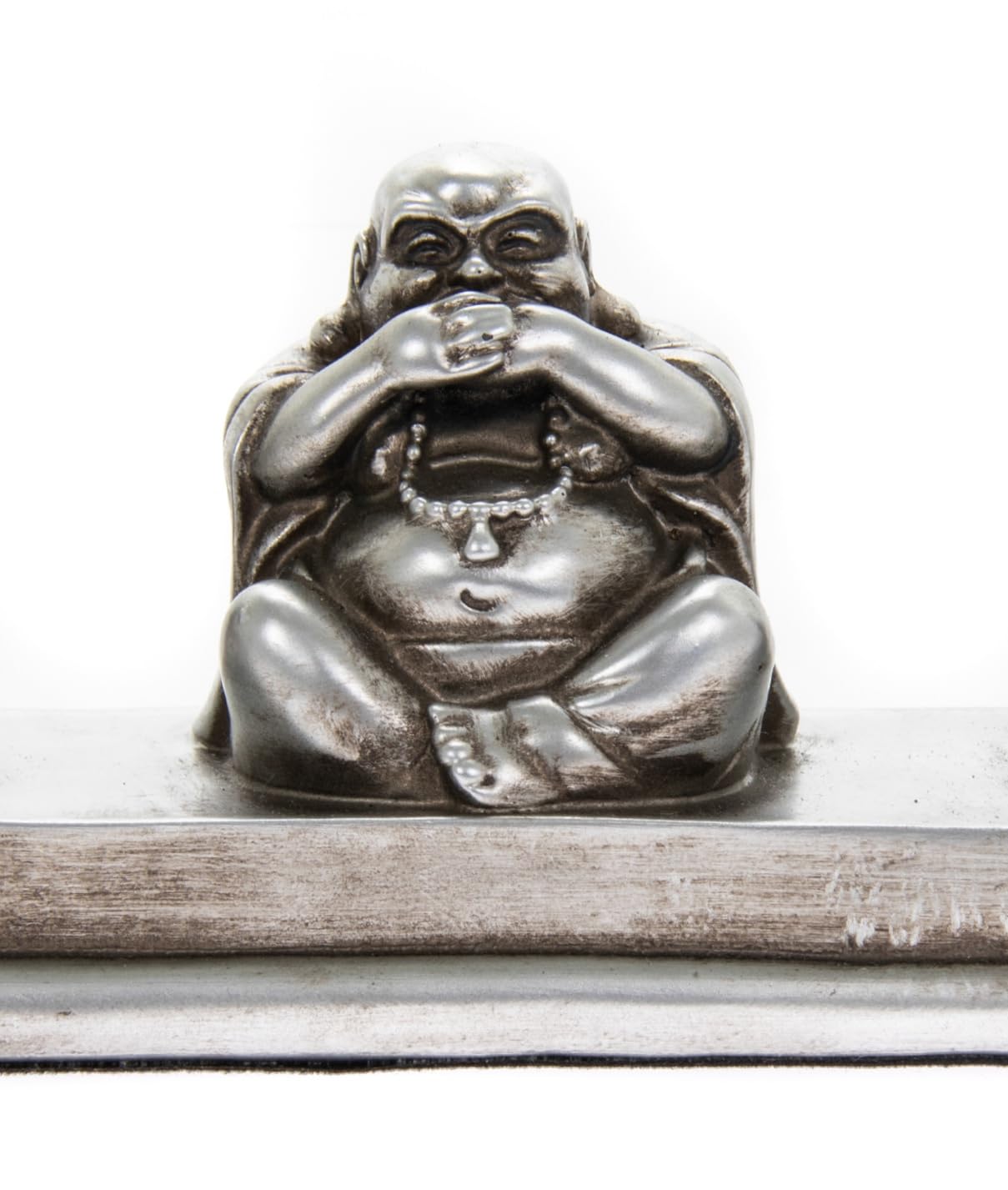 THORNE ANTIQUES AND COLLECTABLES Three Wise Buddhas - See No Evil Hear No Evil Speak No Evil - Lovely Laughing Buddha Ornament in Antique Silver Colour (Silver)