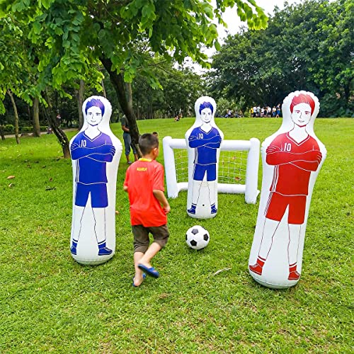 SUNSHINEMALL Aufblasbare Fußball Dummy Torwart Luft Mannequin Freistoß Verteidiger Wand Fußball Praxis Tumbler für Dribbling Wand Passing Drills (Blau)