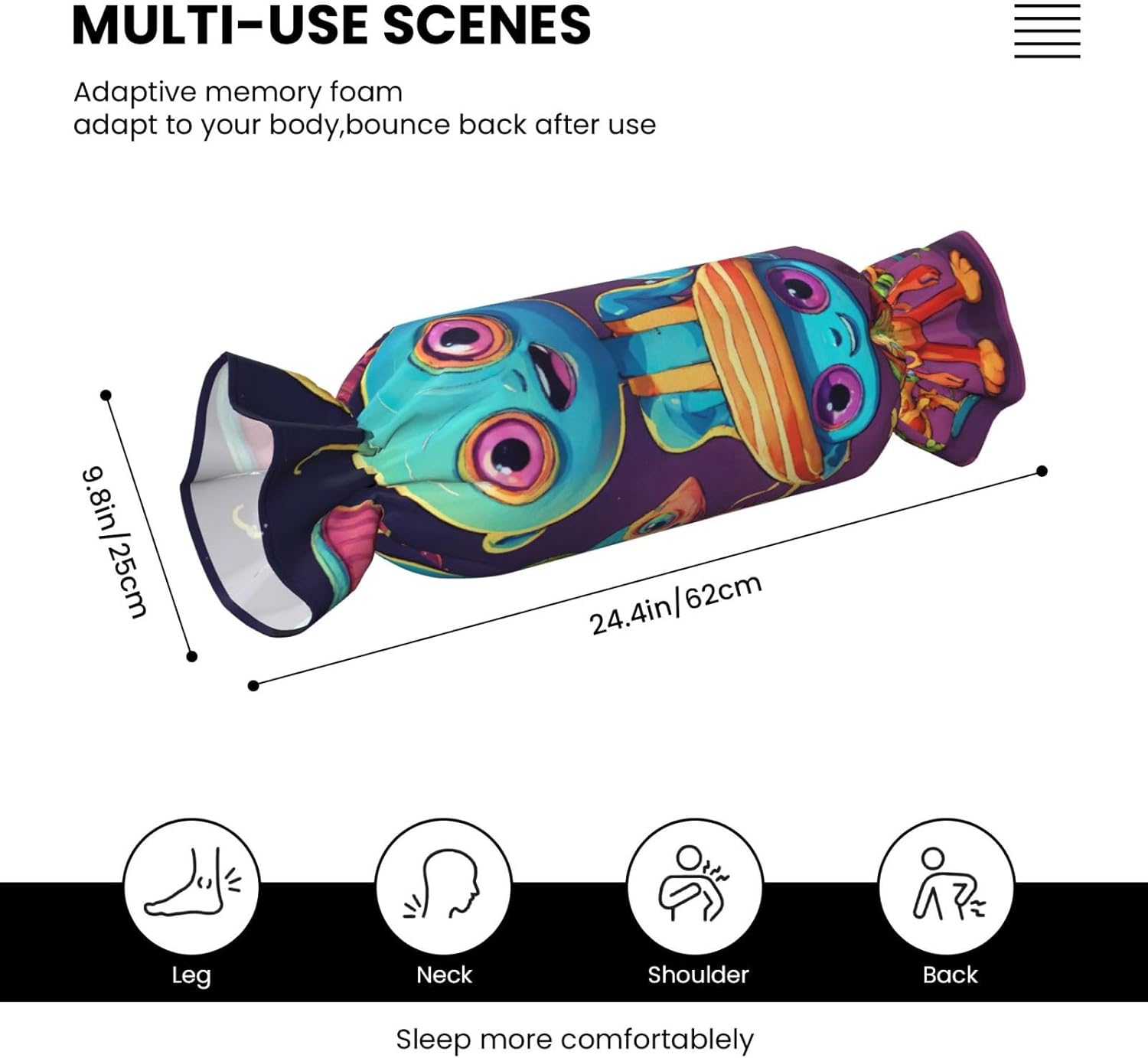 Astronaut and Alien Print Candy Cylindrical Comfortable Pillow Throw Pillows Home Decor Easy Maintenance