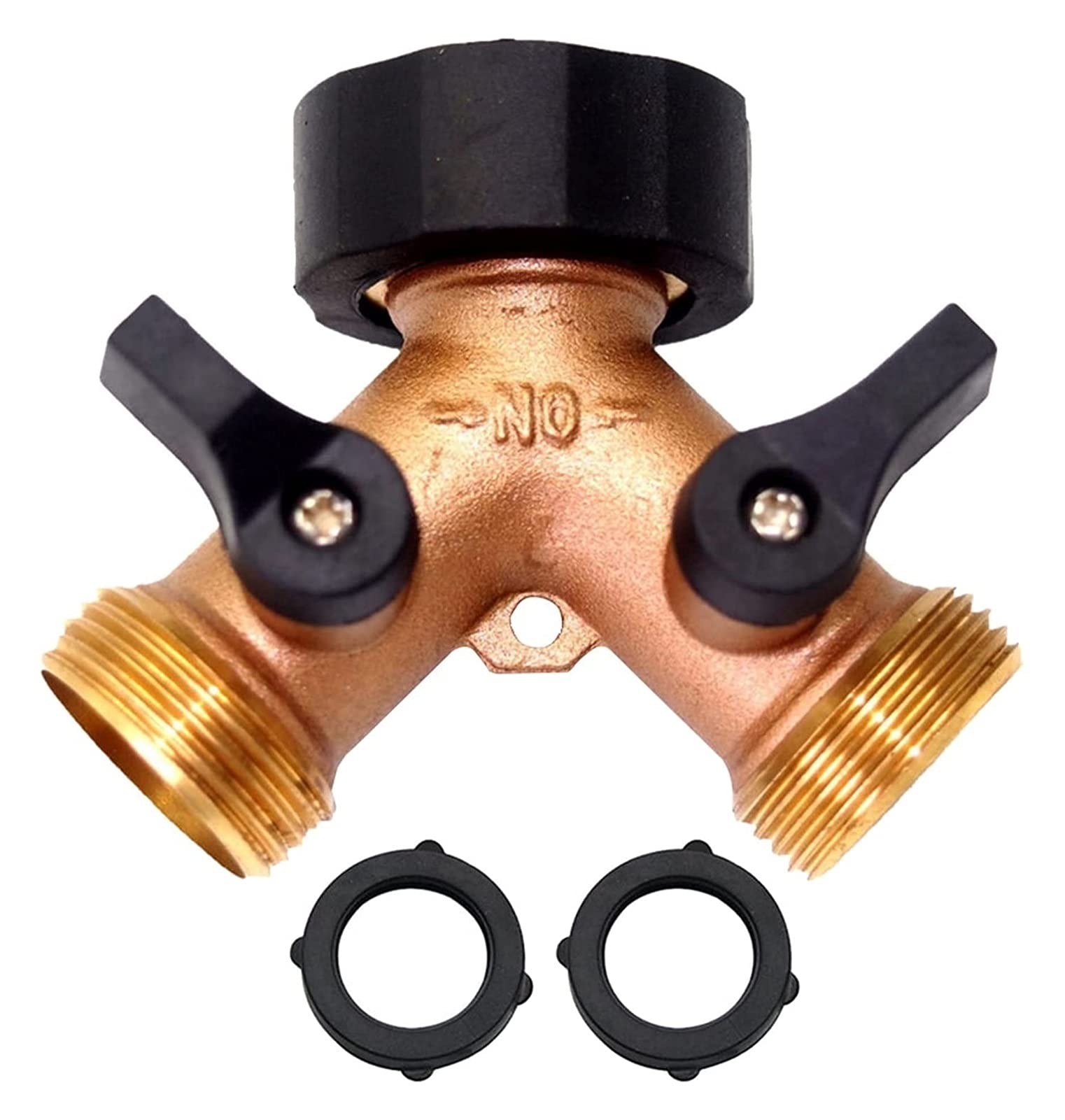 Tuyau de jardin splitter 2 voies en laiton doré pour robinet extérieur