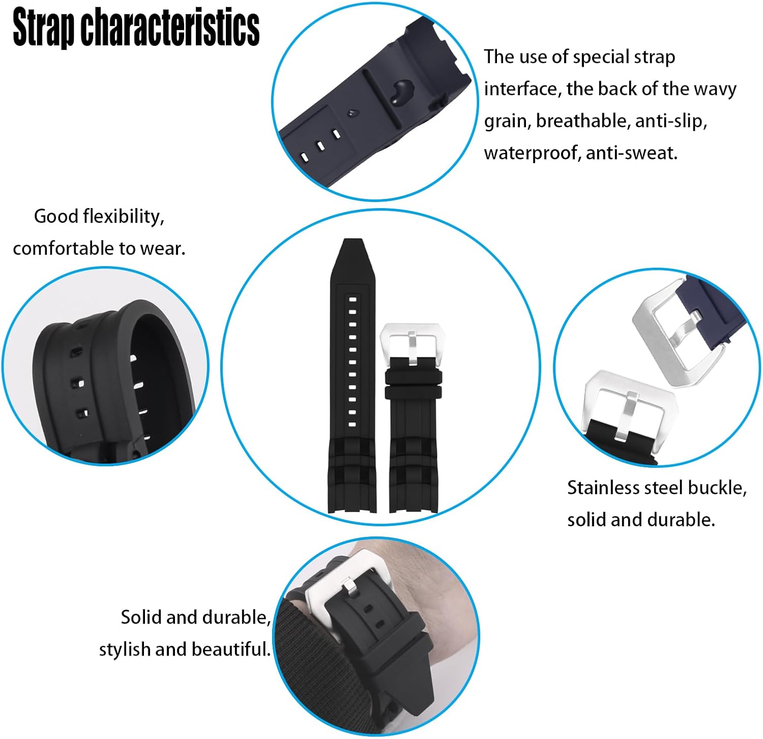 XIW Compatible for 26mm Invicta Pro diver Rubber Watch Band Replacement for men Silicone Wirstband Strap women Bracelet