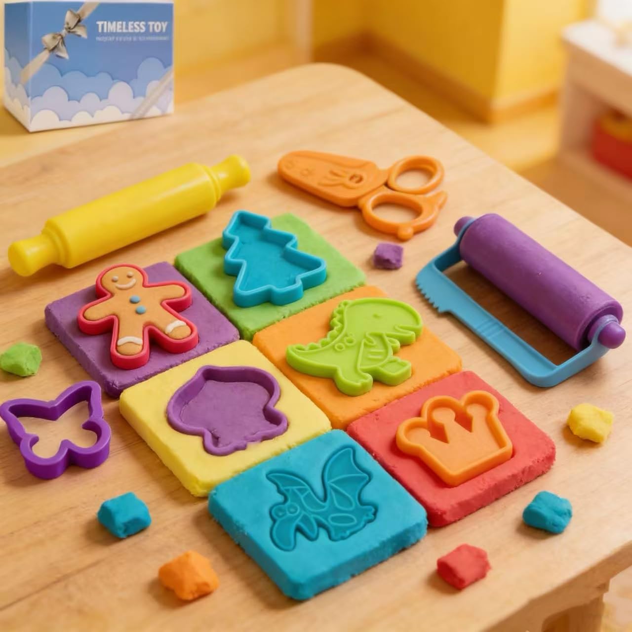 Pluokvzr Outils pour Pâte à Modeler pour Enfants, Ensemble de 26 Pcs d'Outils pour Pâte à Modeler Incluant Moules Accessoires, Rouleaux, Coupe-Pâte, Ciseaux