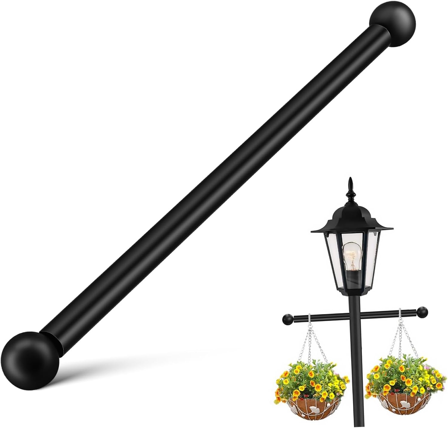 Lamp Post Cross Arm Ladder Rest Metal Replacement for Outdoor Lamp Post Sturdy Light Pole Accessory Flag Holder Rod Suitable for Yard Lighting Easy Installation