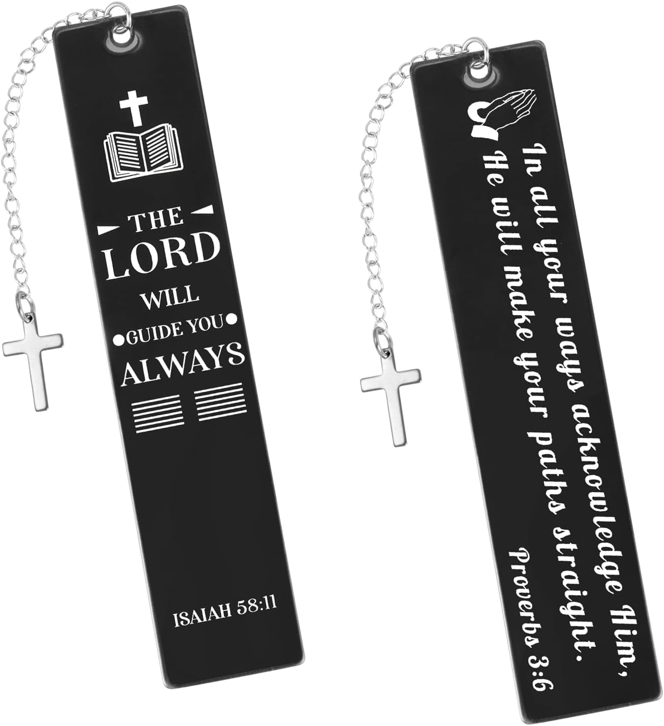 MWOOT 2 Pieces Christian Inspirational Bookmark and Cross Pendants, Bible Verses Bookmark, Religious Gifts for Book Lovers, Metal Bookmark for Bible Study