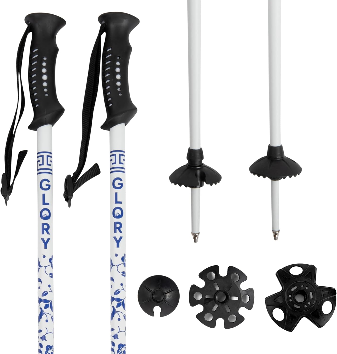 Ski Poles for Adults by Glory Poles - Ultra Durable Downhill 6 Series Aluminum Shaft Ski Poles for Men and Women - Snow Skiing Gear for All Mountain, Free Style Skiing