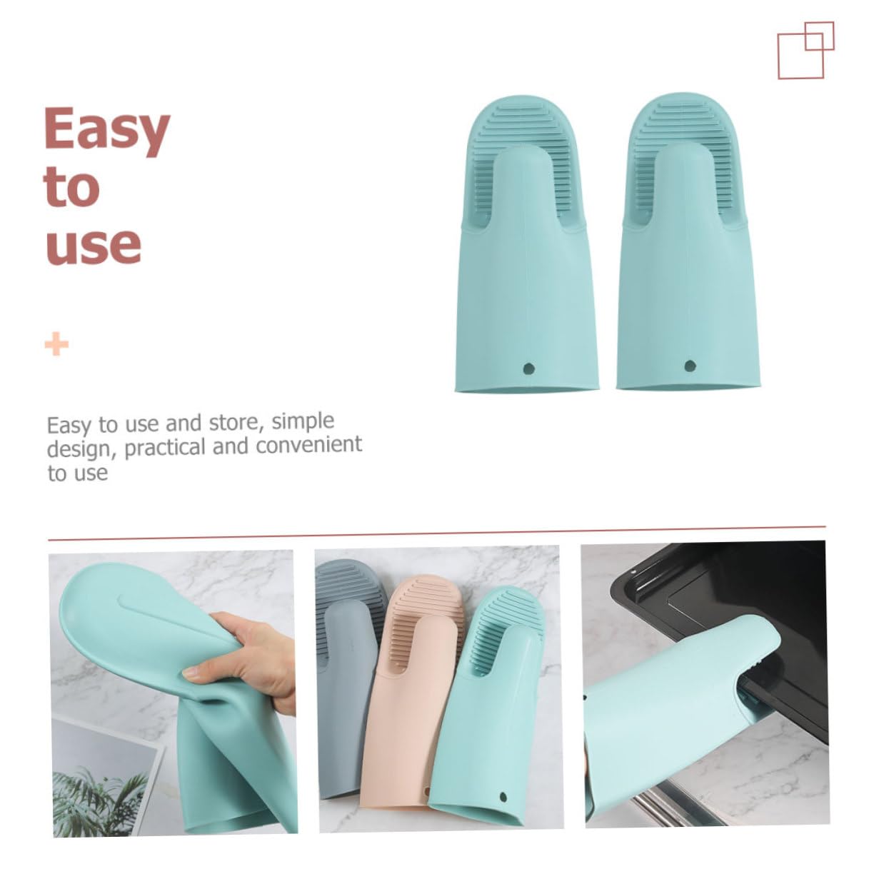 Hemobllo Guanti da Forno in Silicone Antiscivolo, Resistenti al Calore e Spessi, Protezione la Cucina Quotidiana e Grigliate, Lavabile e Flessibile