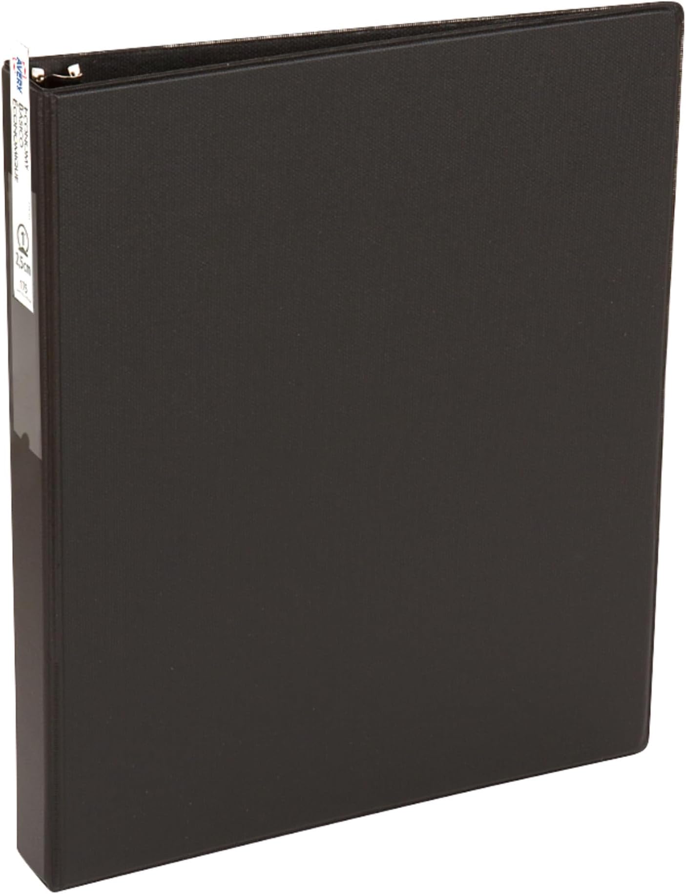 Avery Standard 3 Ring Binder with Label Holder, 1" Round Rings, 175-Sheet Capacity, 1.4 Inch Wide Spine, 1 Black Binder, Ideal for Lightweight Organization and Occasional Referencing (04301)
