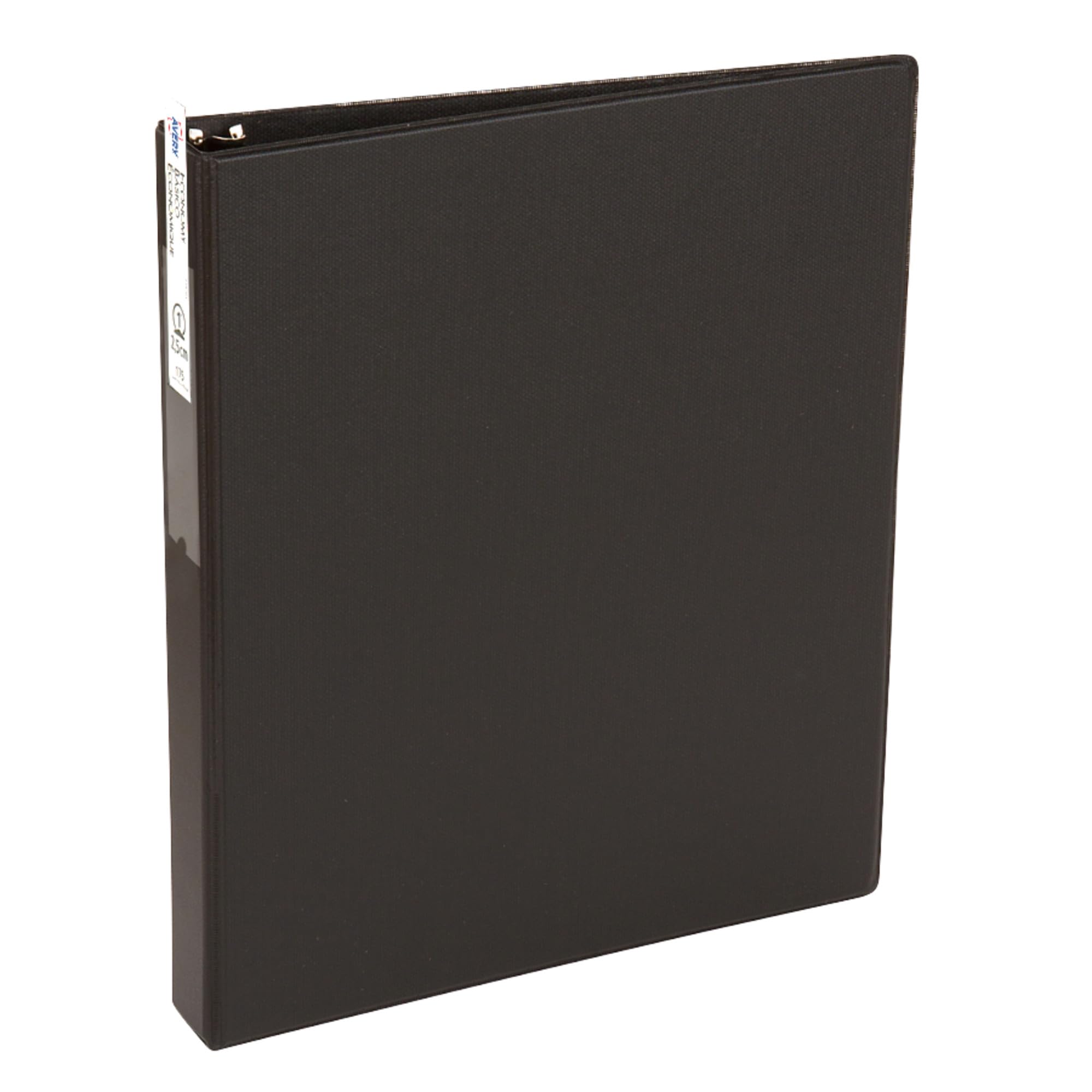 Avery Standard 3 Ring Binder with Label Holder, 1" Round Rings, 175-Sheet Capacity, 1.4 Inch Wide Spine, 1 Black Binder, Ideal for Lightweight Organization and Occasional Referencing (04301)