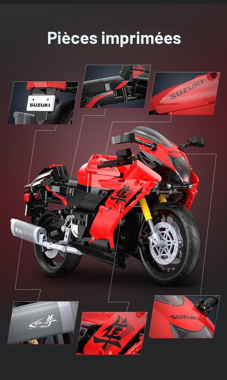 CADA - Suzuki Hayabusa - 1043 Pièces - Moto à l'échelle 1:6 - (DeQuBe 927DE64051)
