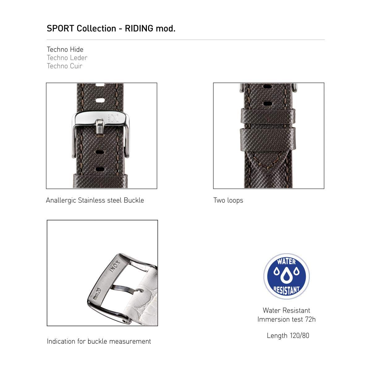 Morellato Bransoletka do zegarka uniseks, kolekcja sportowa, mod. Riding, z prawdziwej skóry wodoodporny - A01X4749797, brązowy, 24mm, wstążka