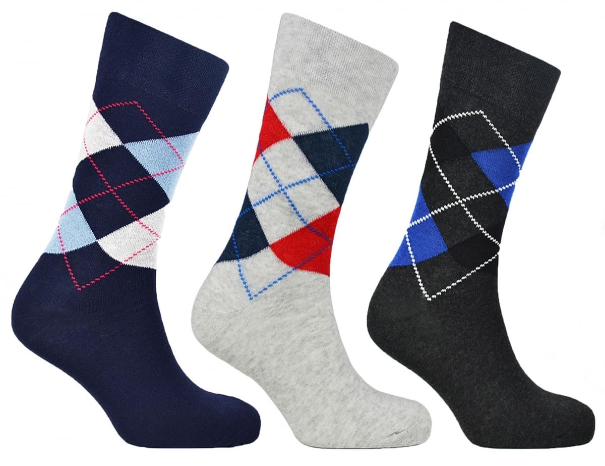 Pierre Klein Men's Mixed Colours Cotton Blend Argyle Socks In Size: One Size