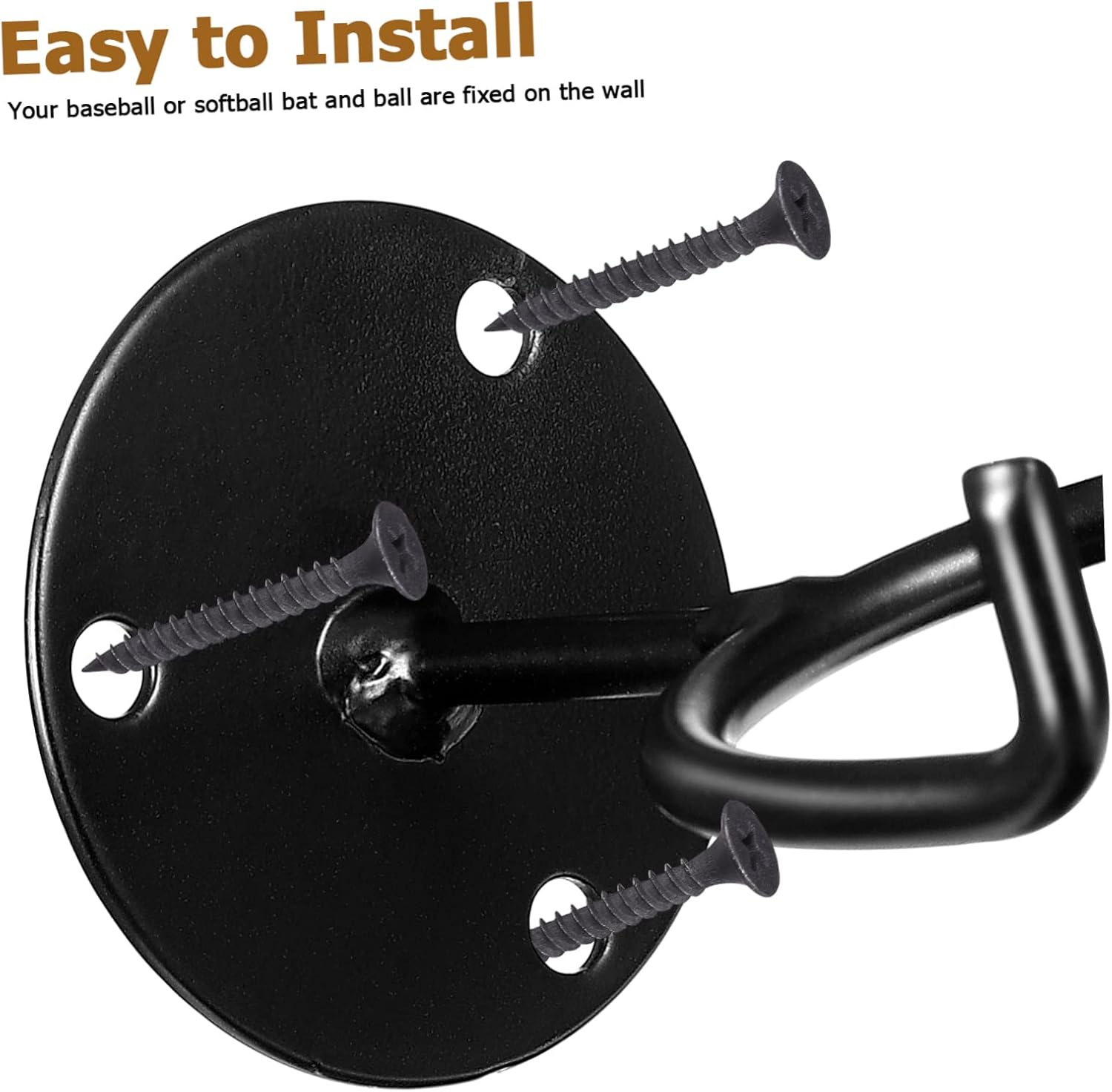 HANABASS 6pcs Multipurpose Wall-Mounted Storage Rack Baseball Bat and Ball Holder Sports Decor Iron Bracket