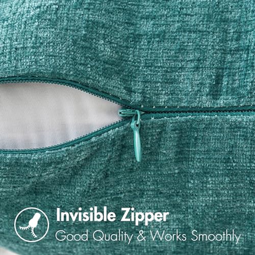 Image of MIULEE Pack of 2 Couch Throw Pillow Covers 12x20 Inch Soft Teal Chenille Lumbar Pillow Covers for Sofa Living Room Solid Dyed Cases