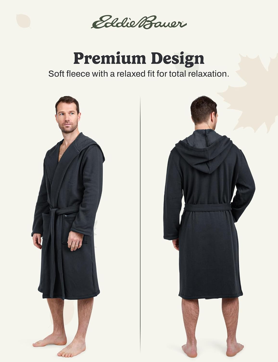 Eddie Bauer Mens Robe - Luxury Fleece Bathrobe with Hood and Pockets | Soft Warm Plush Winter Bath Robe for Men - Image 2
