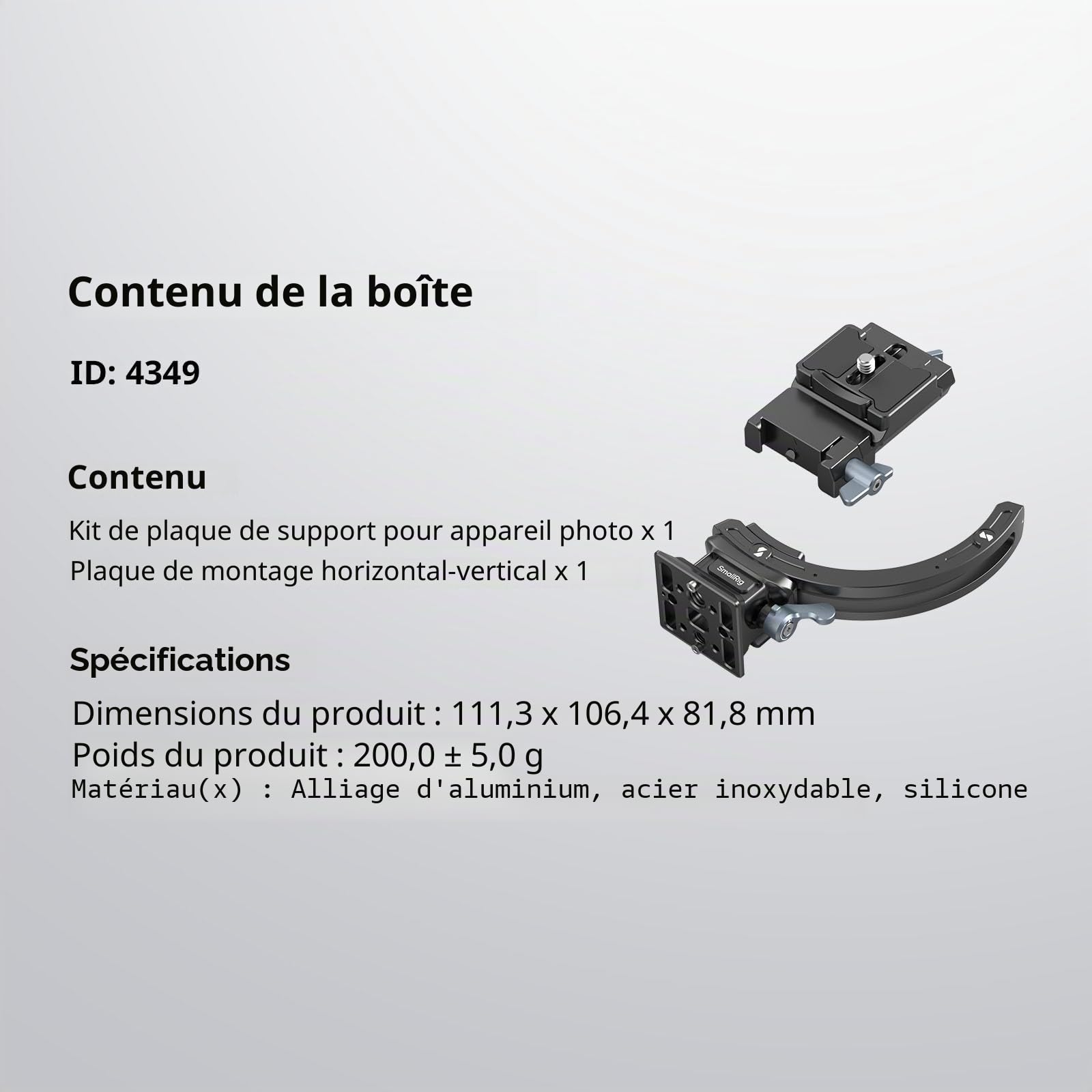 SMALLRIG Kit de Plaque de Montage Horizontale vers Verticale pour Caméra sans Miroir, pour Sony, pour FUJIFILM, pour Nikon, pour Canon, Monture d'objectif avec Plaque à Dégagement Rapide de Arca-4349