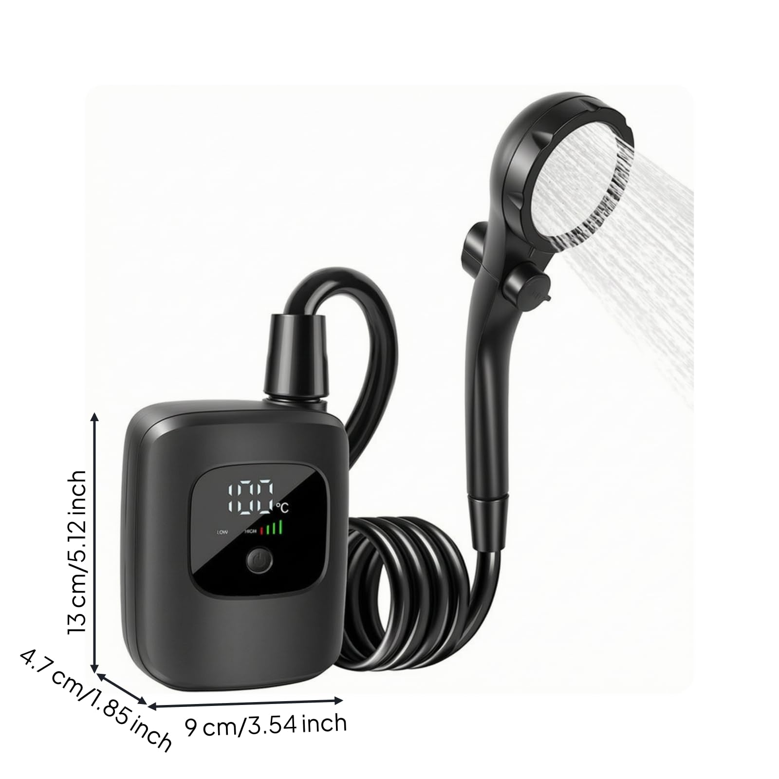 Milageto Ducha Portátil Eléctrica Mano Ajustable Conjunto Ducha Portátil con Pantalla mperatura para Piscina