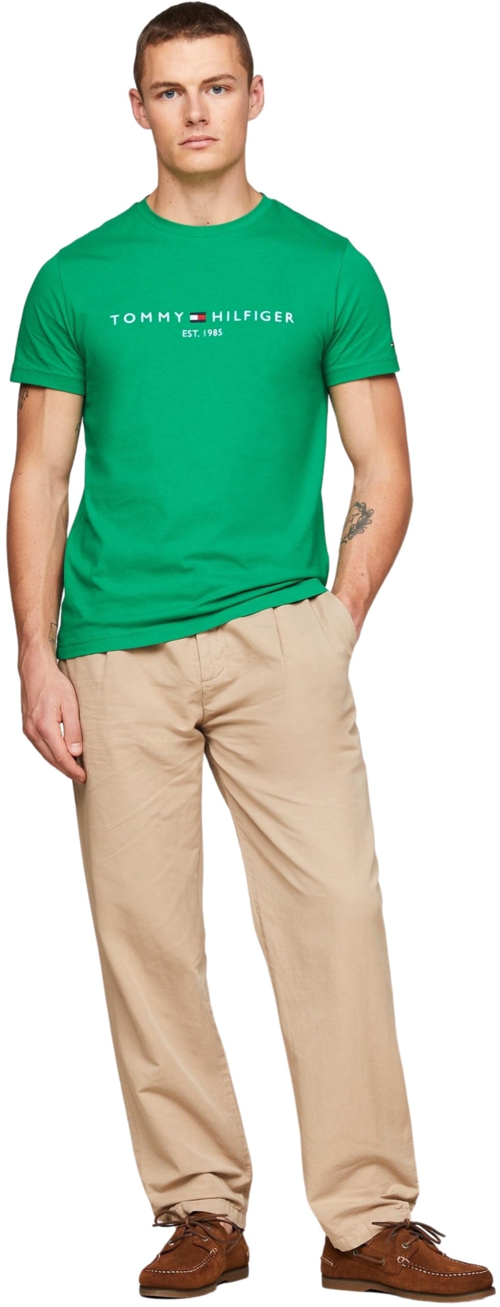 Tommy Hilfiger Men Tommy Logo Tee S/S T-Shirts, Green, 3XL
