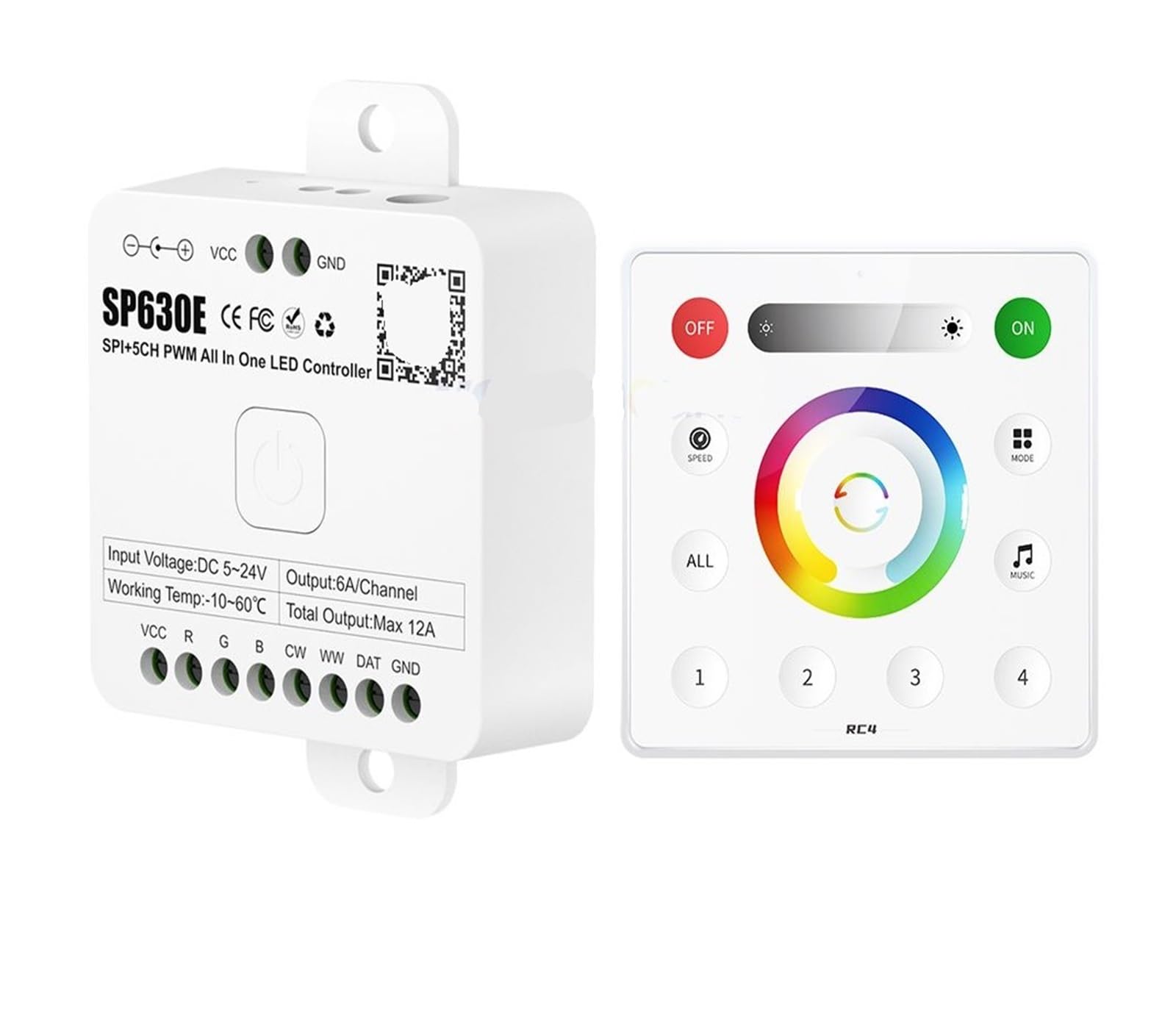 5V-24V SP630E BT LEDコントローラ 5CH SMD5050 5V 12V 24V SP630E All-in-one LED Controller SPI 5CH RGB RGBW