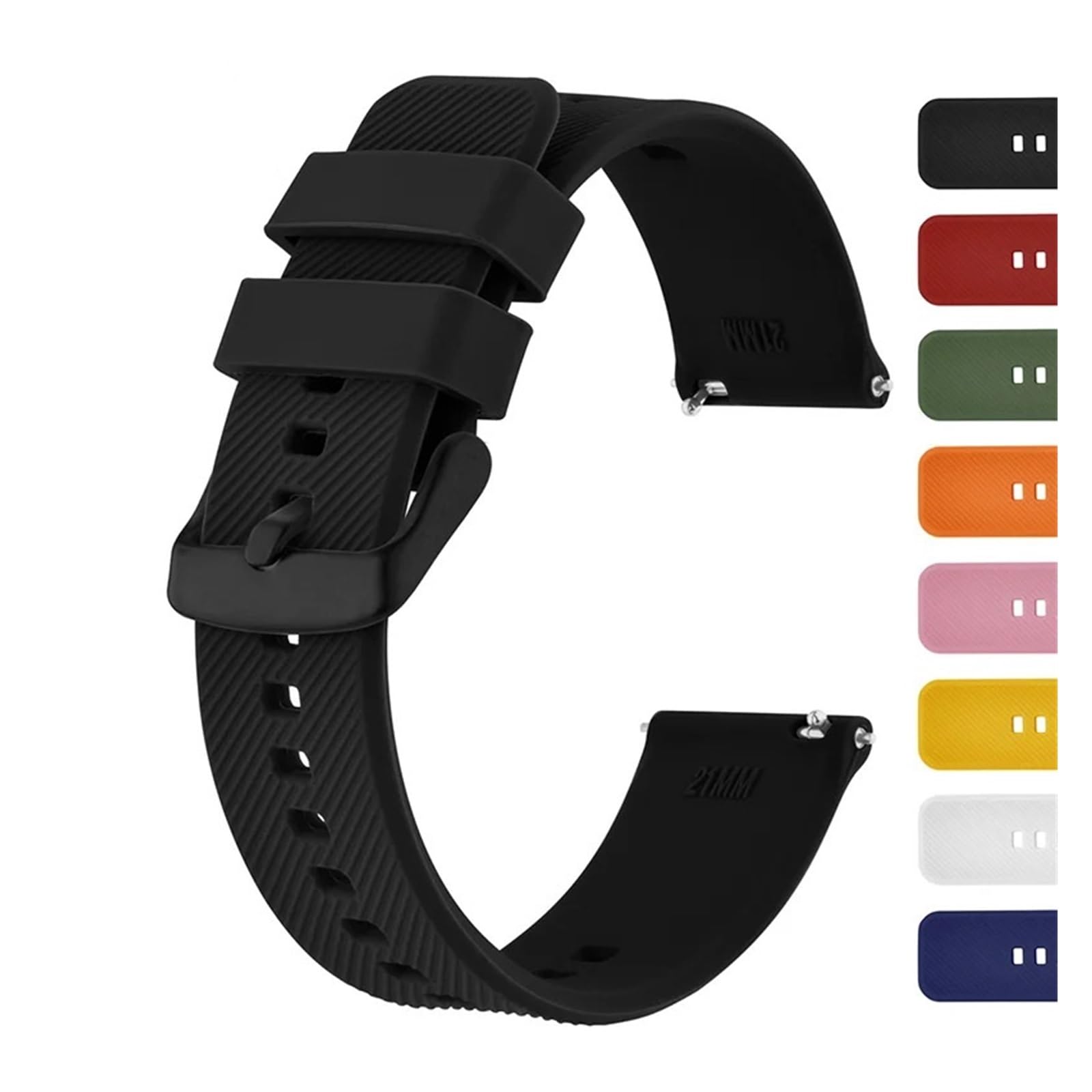 Cinturino, Cinturino Sportivo in Silicone for Uomo e Donna, Fibbia sabbiata(Black,20mm)