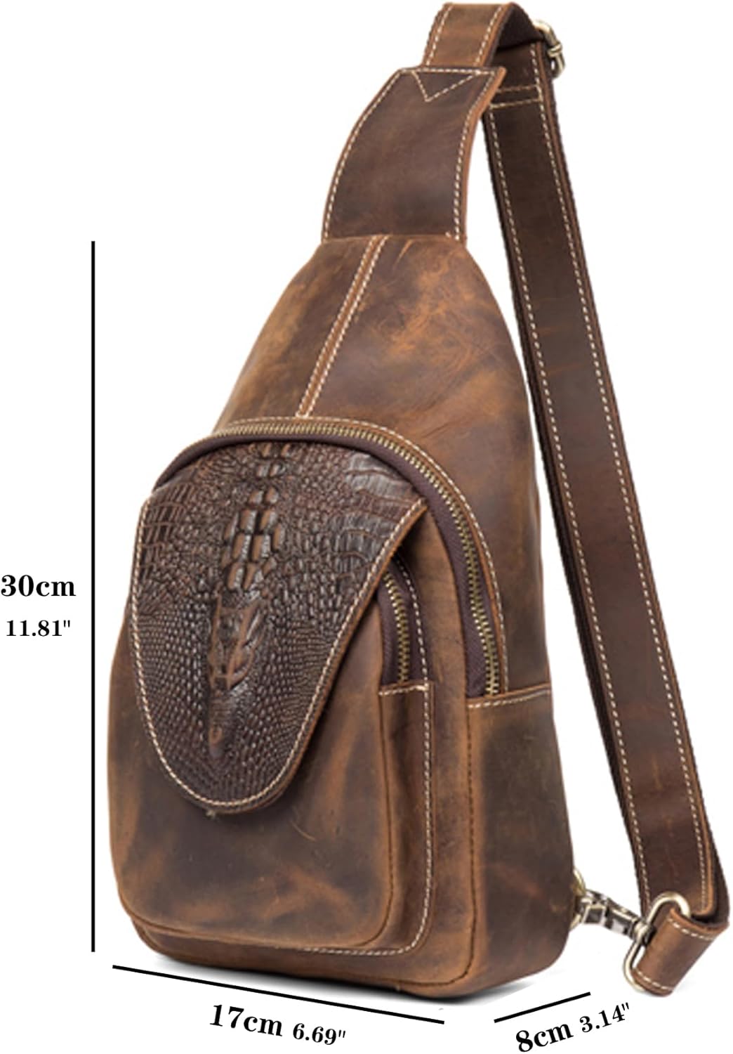 Genuine Leather Sling Bag for Men Women Backpack Chest Shoulder Satchel Crossbody Bags Casual Outdoor Daypack - Image 7