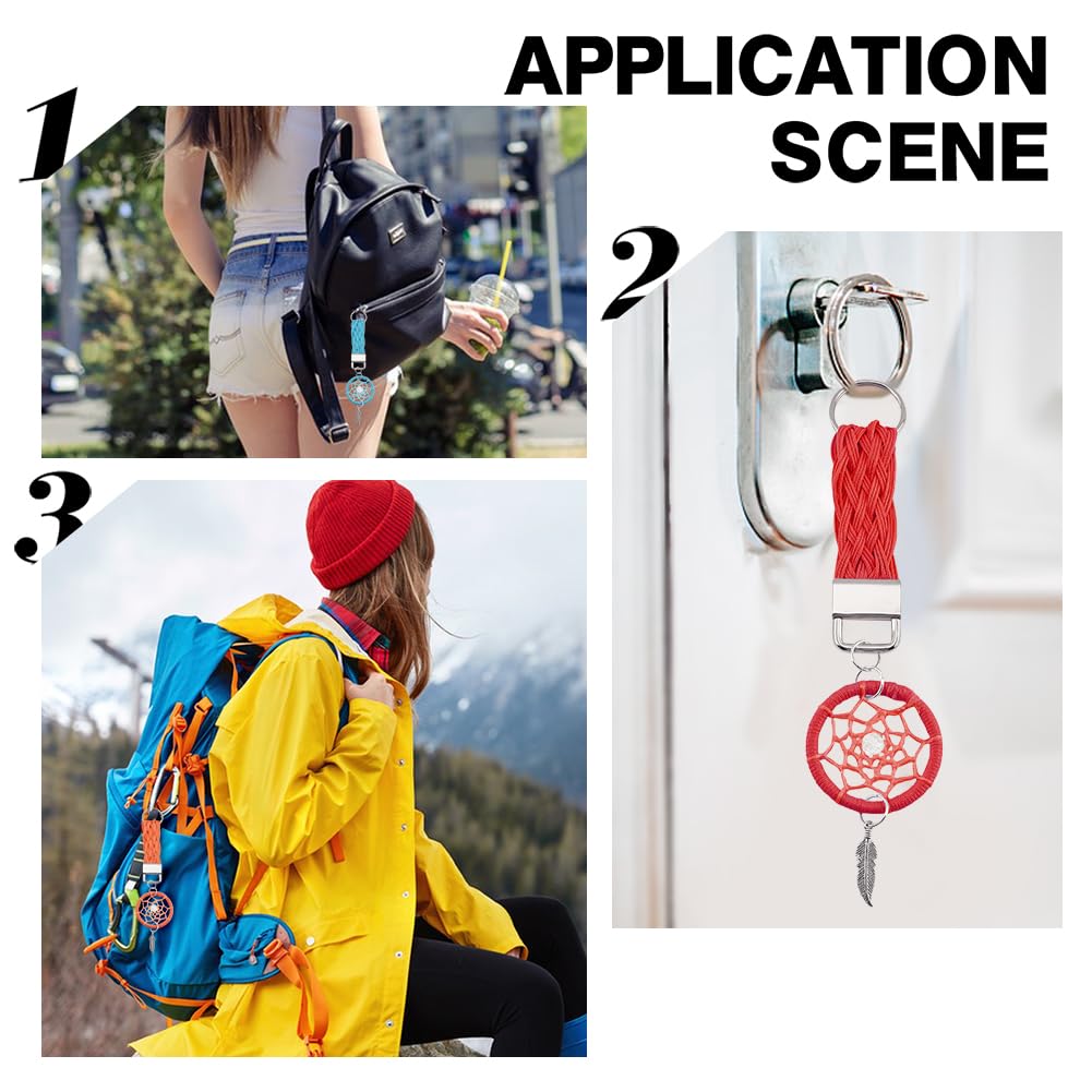 INFUNLY Lot De 6 Mini Attrape-rêves Colorés Faits à La Main Pour Porte-clés, Porte-clés Et Breloque Pour Sac à Dos, Intérieur De Voiture