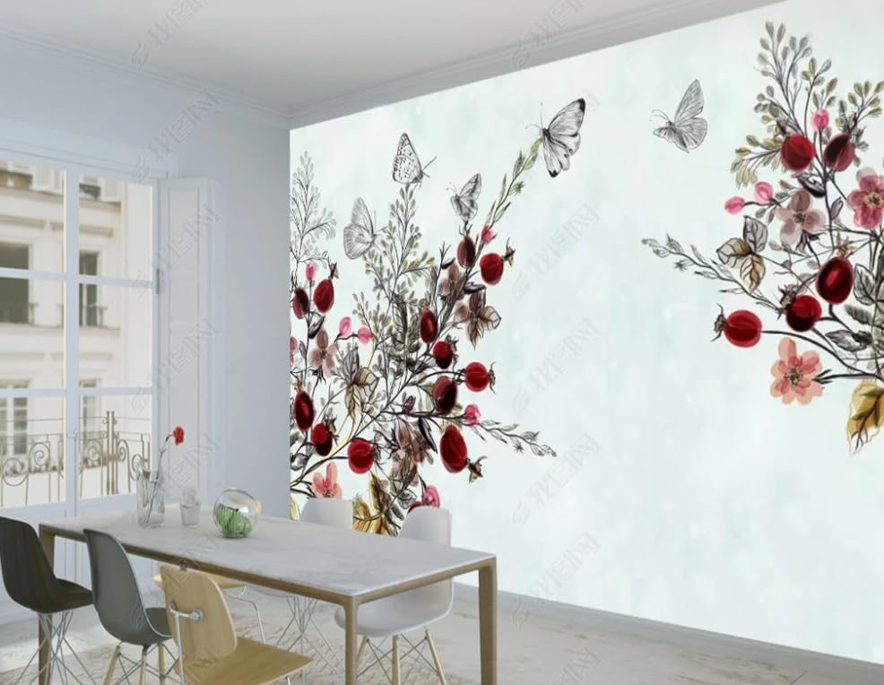 Papier peint intissé fleur au trait européen poster géant mural pour salon 250x175 cm