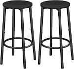 HOOBRO Bar Stools, Set of 2 Bar Chairs, Kitchen Round Height Stools with Footrest, Breakfast Bar Stools, Sturdy Steel Frame, for Dining Room, Kitchen, Party, Easy Assembly,Rustic Brown BF03BY01