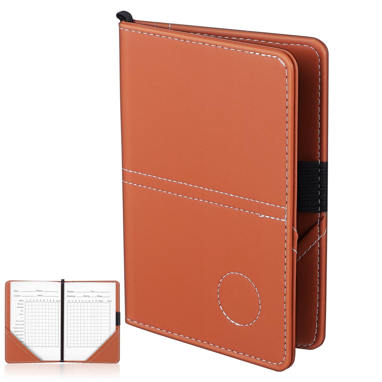 iplusmile ゴルフ スコアカードホルダー 16×11cm PUレザー製 横型手帳ケース 両開きデザイン 軽量 携帯便利 おしゃれ スコアブック収納 茶色 耐久性 スポーツ 手帳