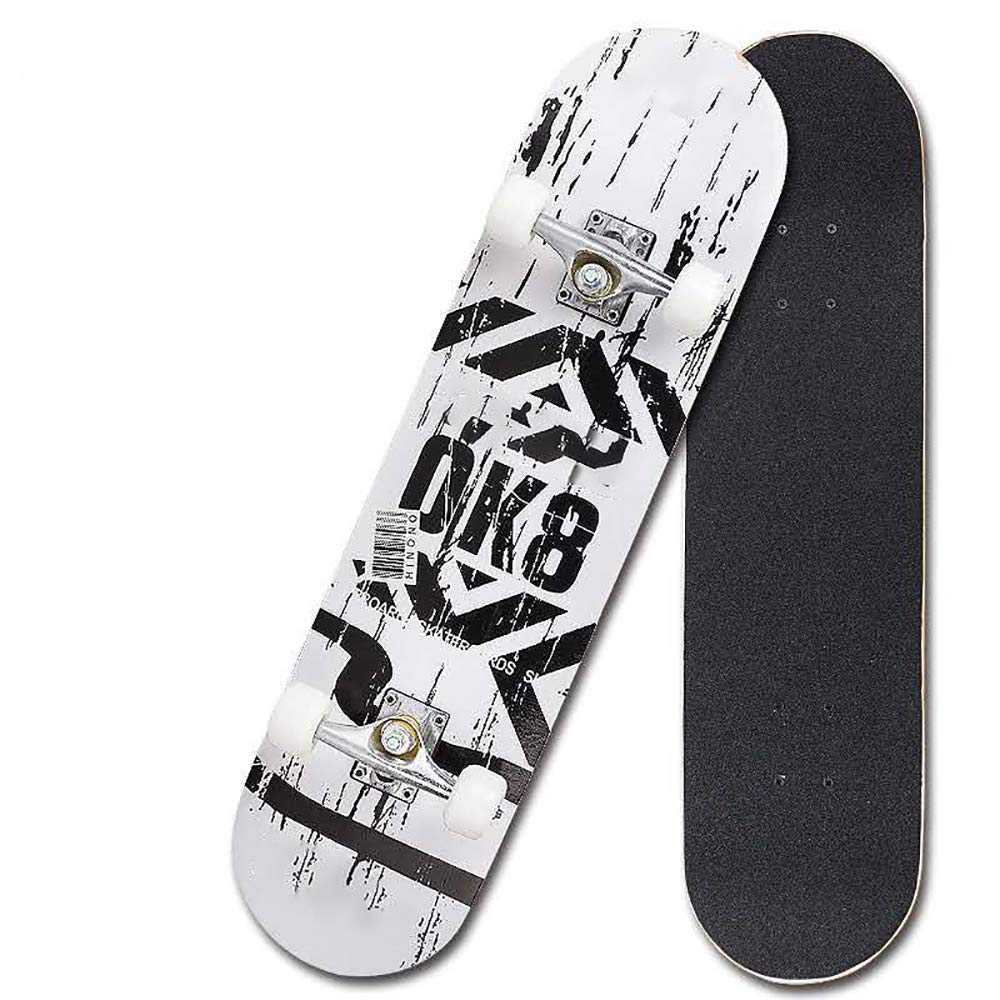Skateboard Completo, Maple Wood Tabla de Skate Retro,30 * 8in Alta Velocidad PU Rueda +Mute ABEC-7 Rodamientos, para Adultos y niños, Carga 330 LB