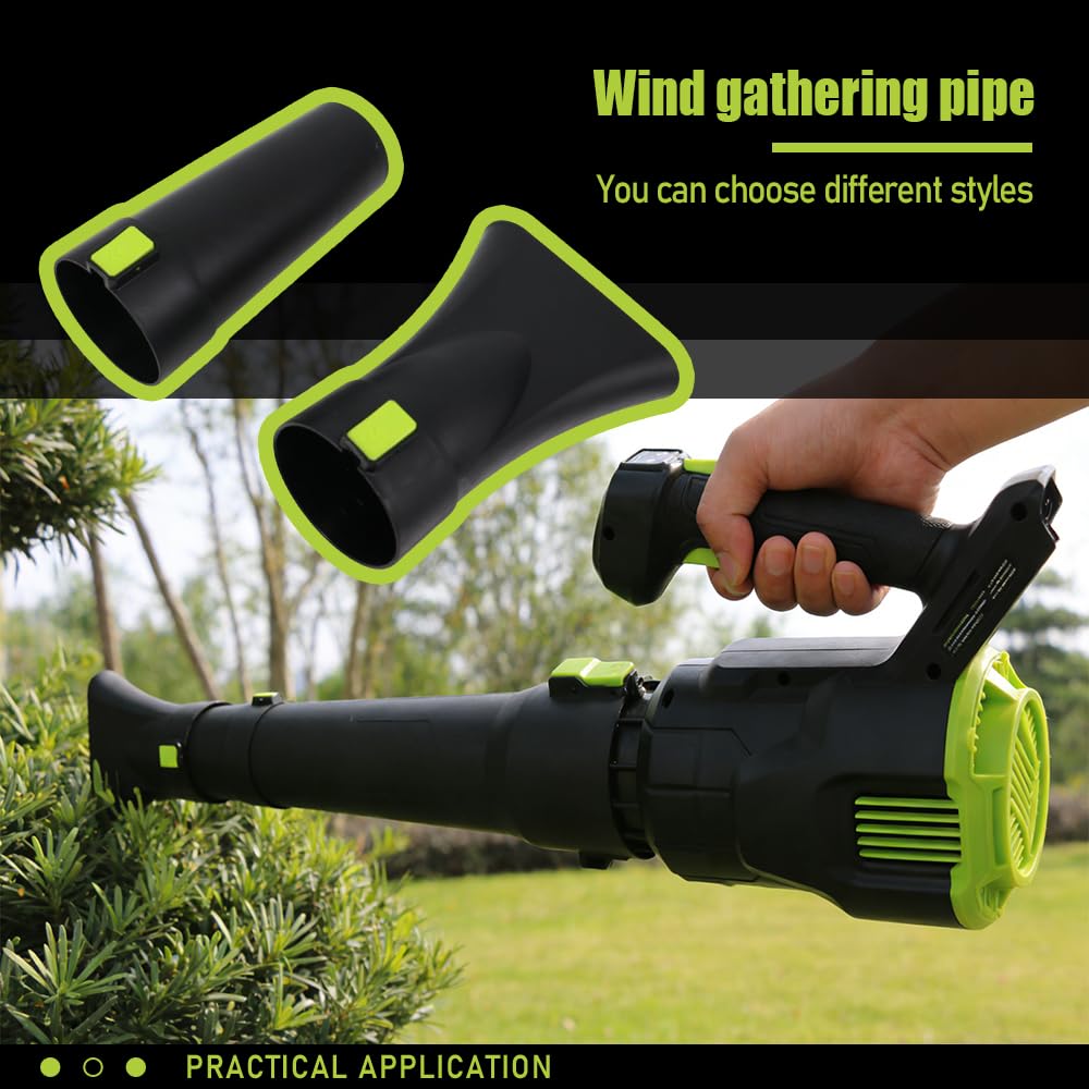 Soplador de hojas inalámbrico de 21 V con velocidad de viento de 340 CFM y 53 m/s, soplador de viento eléctrico de 3 velocidades para patio, potente para limpiar hojas húmedas, patio, garaje, limpieza