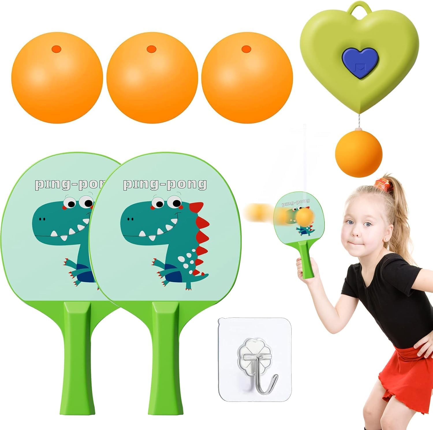 Azonee Hanging Table Tennis Trainer Set for Kids Adjustable Indoor Table Tennis Trainer Portable Set Hanging Pingpong Balls Training Set Table Tennis Trainer Games for Children Boys Girls
