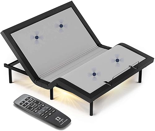 Clara Clark Marco de cama ajustable, marco de cama de masaje ajustable, base de cama ajustable para masaje de cabeza y pies, control remoto