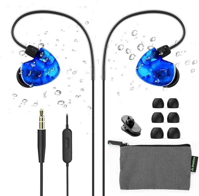 Avantree Over Ear Wired Earbuds with Microphone for Men Women Kids Small Ears, IPX5 Sweat Resistant Wrap Around Sport Earphones with Earhook for Secure Fit, In Ear Headphones for Running Jogging TR504