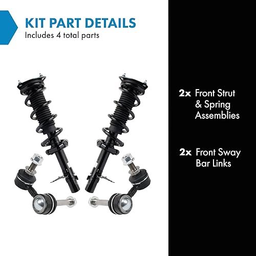 Miniatura 669 de TRQ Kit de suspensión delantera, conjunto de amortiguadores y resortes, barra estabilizadora, enlace estabilizador compatible con Chevrolet