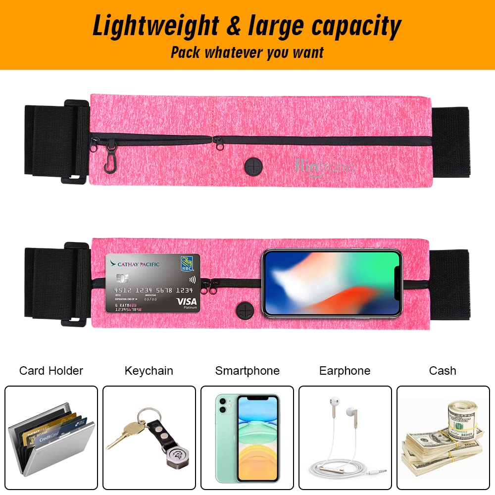 Flintronic Marsupio Sportivo, Marsupio Running Doppia Tasca per iPhone -Cintura Palestra e Porta Cellulare da Corsa con Gancio Portachiavi