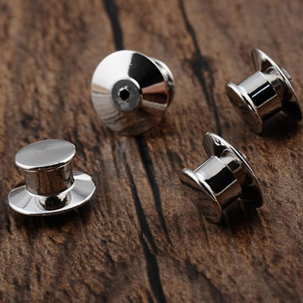 25pcs Flat Round Pin Backs Locking Clasp Metal Pin Keeper for Brooches Jewelry Making Accessories Silver Tone 10x7x7mm