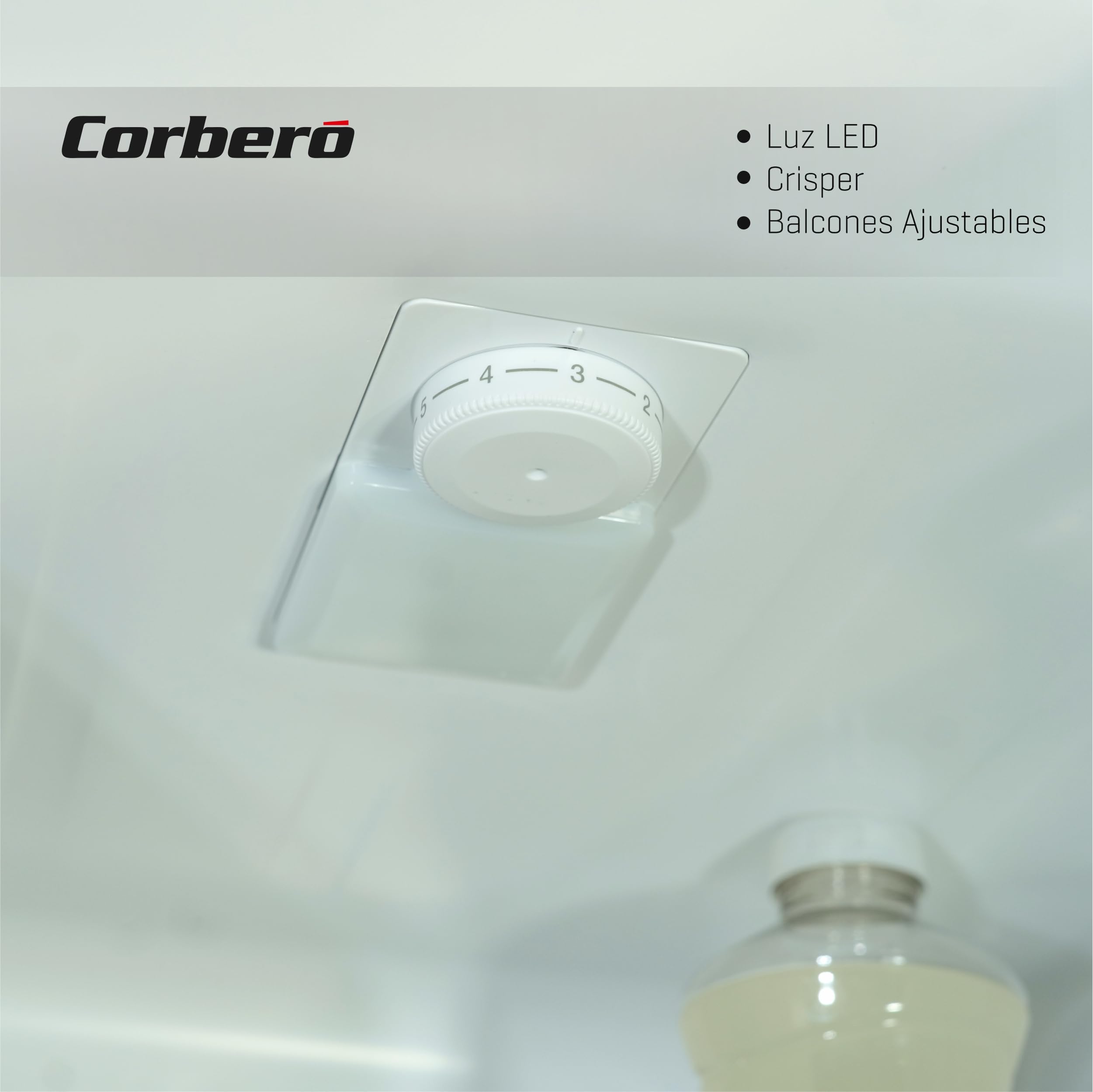 Corbero - Frigorífico Combi Estático | CCH1824EW | 262L | 180cm | Cajón Crisper | Luz LED | Estanterías Cristal | Hueveras y Cubiteras | Blanco — view 3