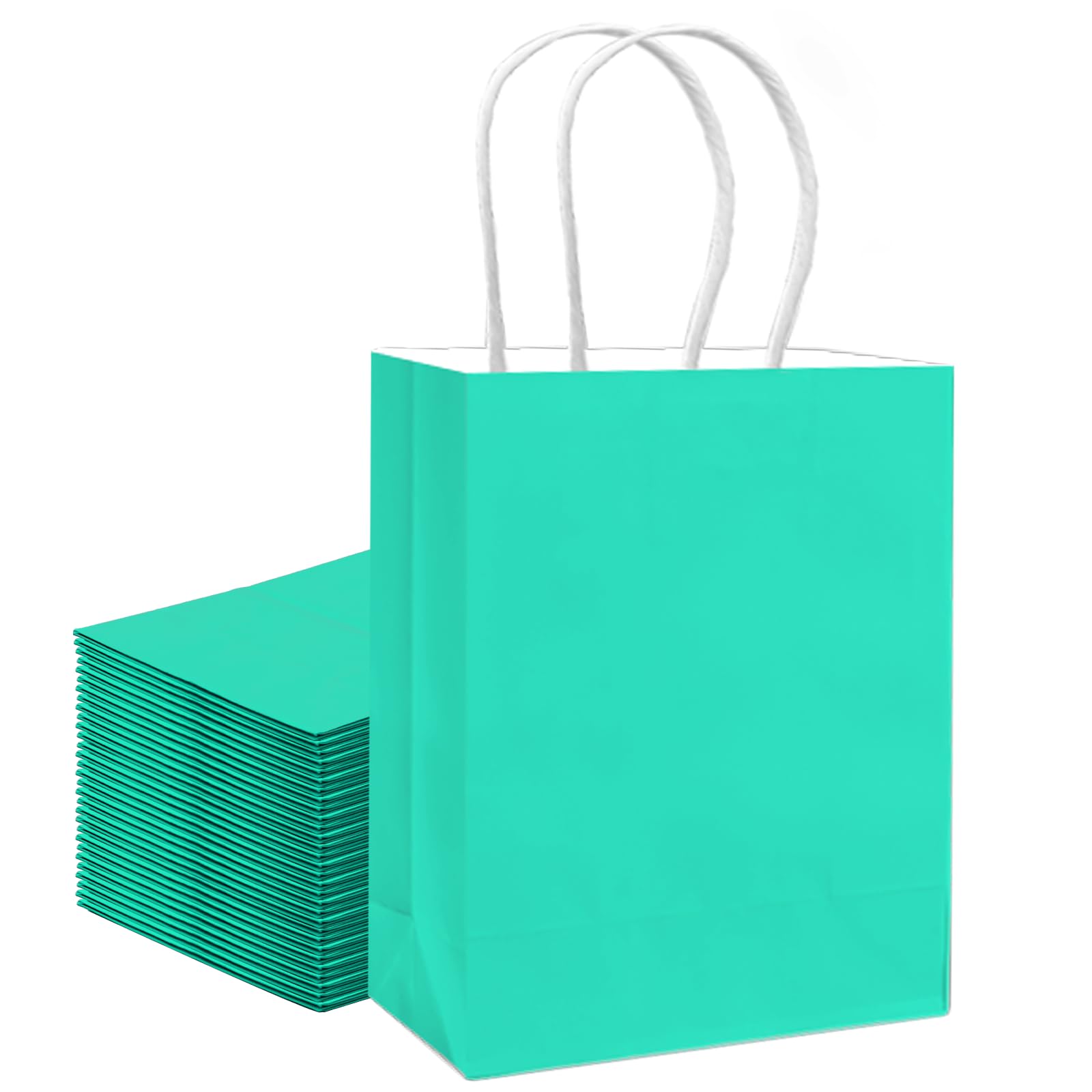 qiqee 30 sztuk średniej torby prezentowej z uchwytami luzem 28 x 12 cm x 20 cm torby na prezenty jasnozielone torby wielokrotnego użytku (średni rozmiar)