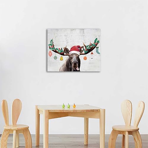 Miniatura 5 de NTEUMM Póster de lienzo de alce navideño para pared, moderno, para el hogar, dormitorio, sala de estar, oficina, decoración de pintura, regalos (A,