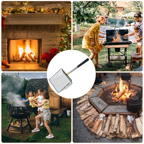Hollow Out Fireplace Shovel Black Metal Coal Shovel Fireplace Ash Sifter Scalable Stainless Steel Handle with Silicone Protector to Prevent Burns, Fireplace Tools for Woodstove to Separate Coals by Bylion - Image 7