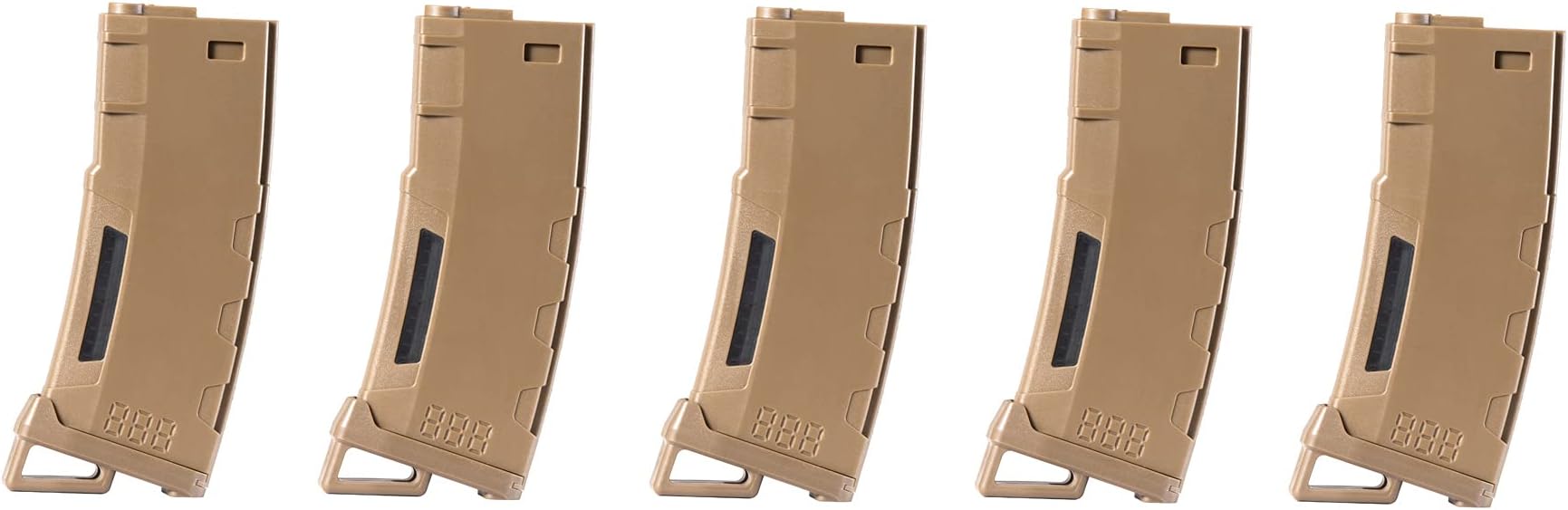 Lancer Tactical Airsoft M4 M16 Series Polymer 130 Round Transparent Window High Speed Mid-Cap Airsoft Magazine- Pack of 5