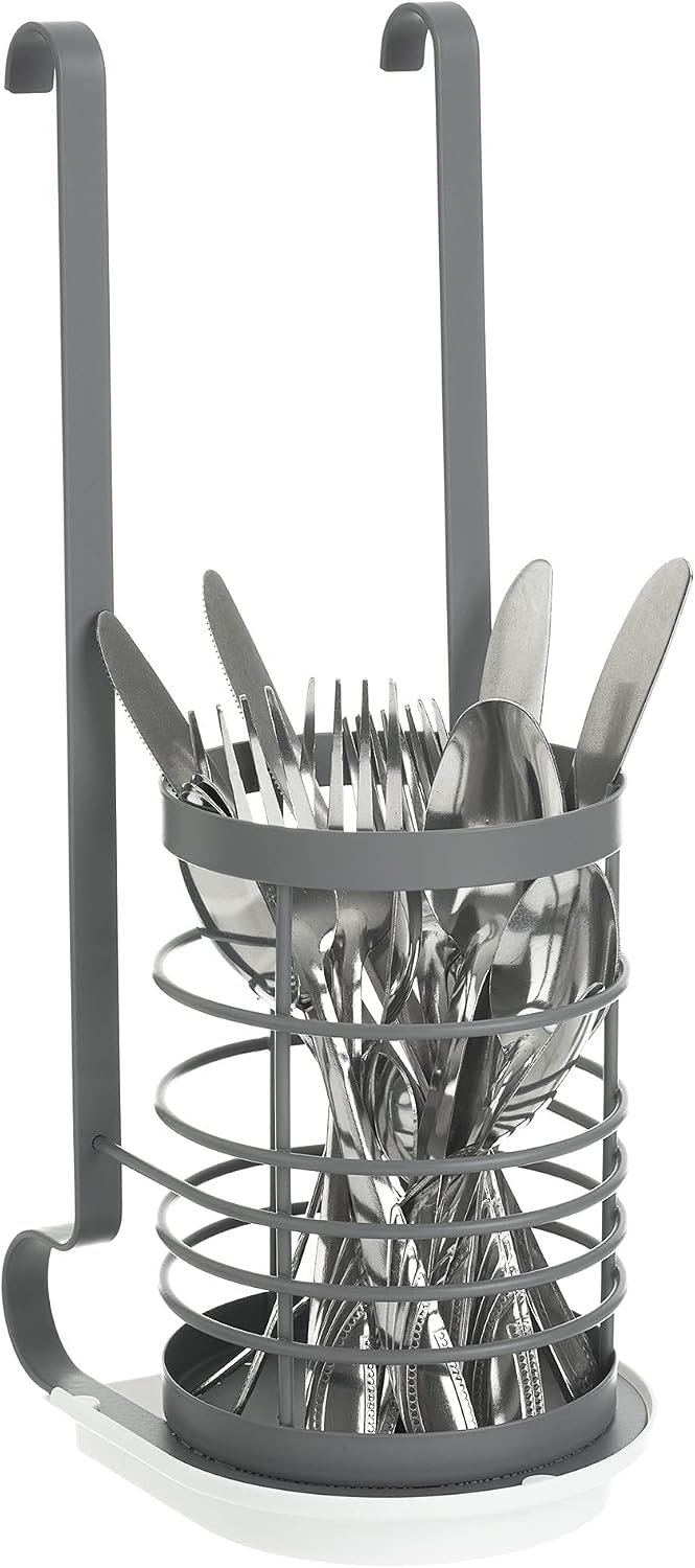 LIVIVO Hanging Utensil Holder, Modular Steel Kitchen Storage Cup for Rail Organizer, Rack for Cutlery Utensils, Tongs, Ladles