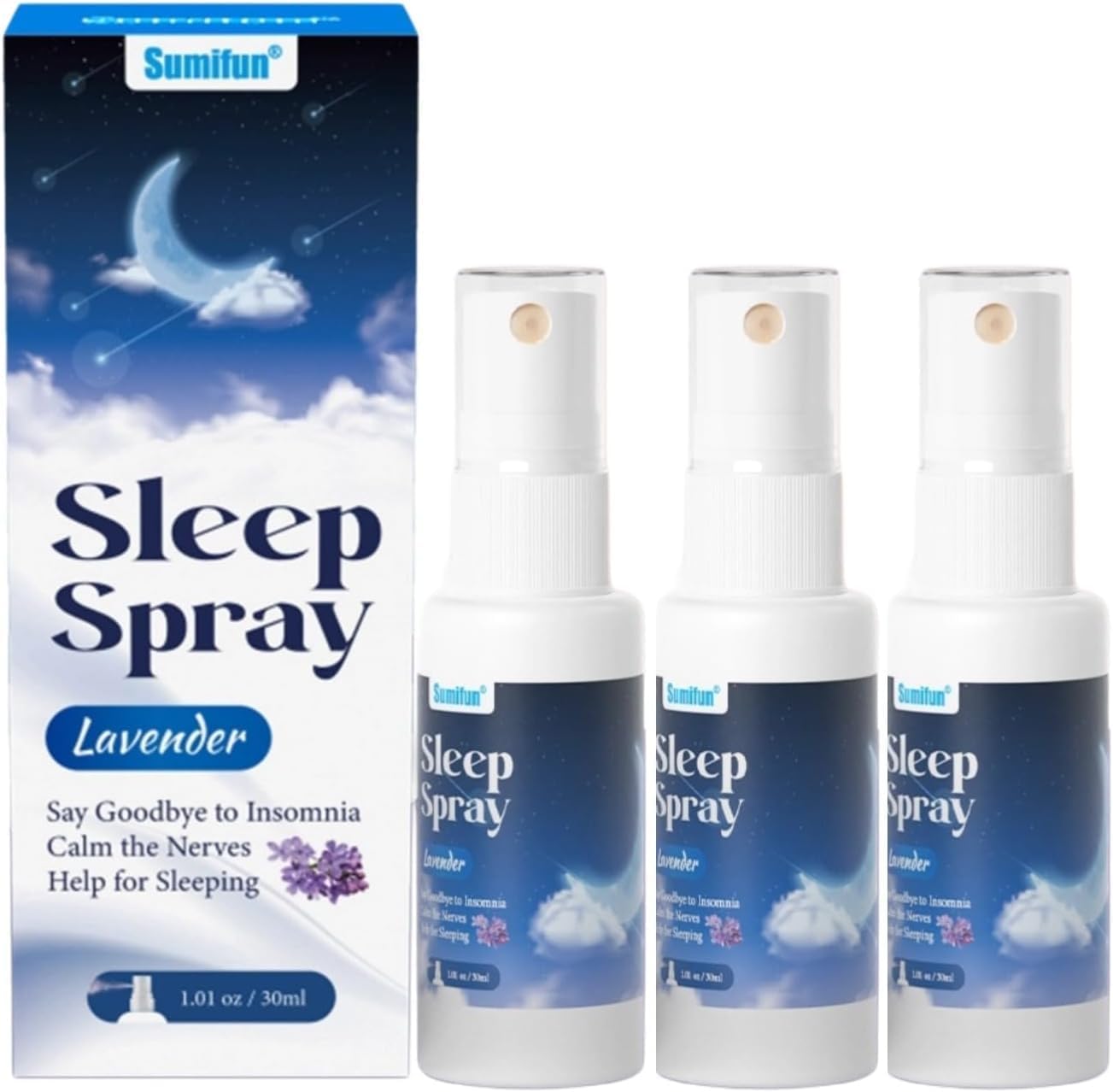 Lavender Pillow Spray Sleep, 30Ml- Lavender Oil, Chamomile and Rosemary Extract, Reduces Stress and Anxiety, Improves Sleep, Calms Body and Mind, Designed to Aid Restless Sleepers (3 Count)