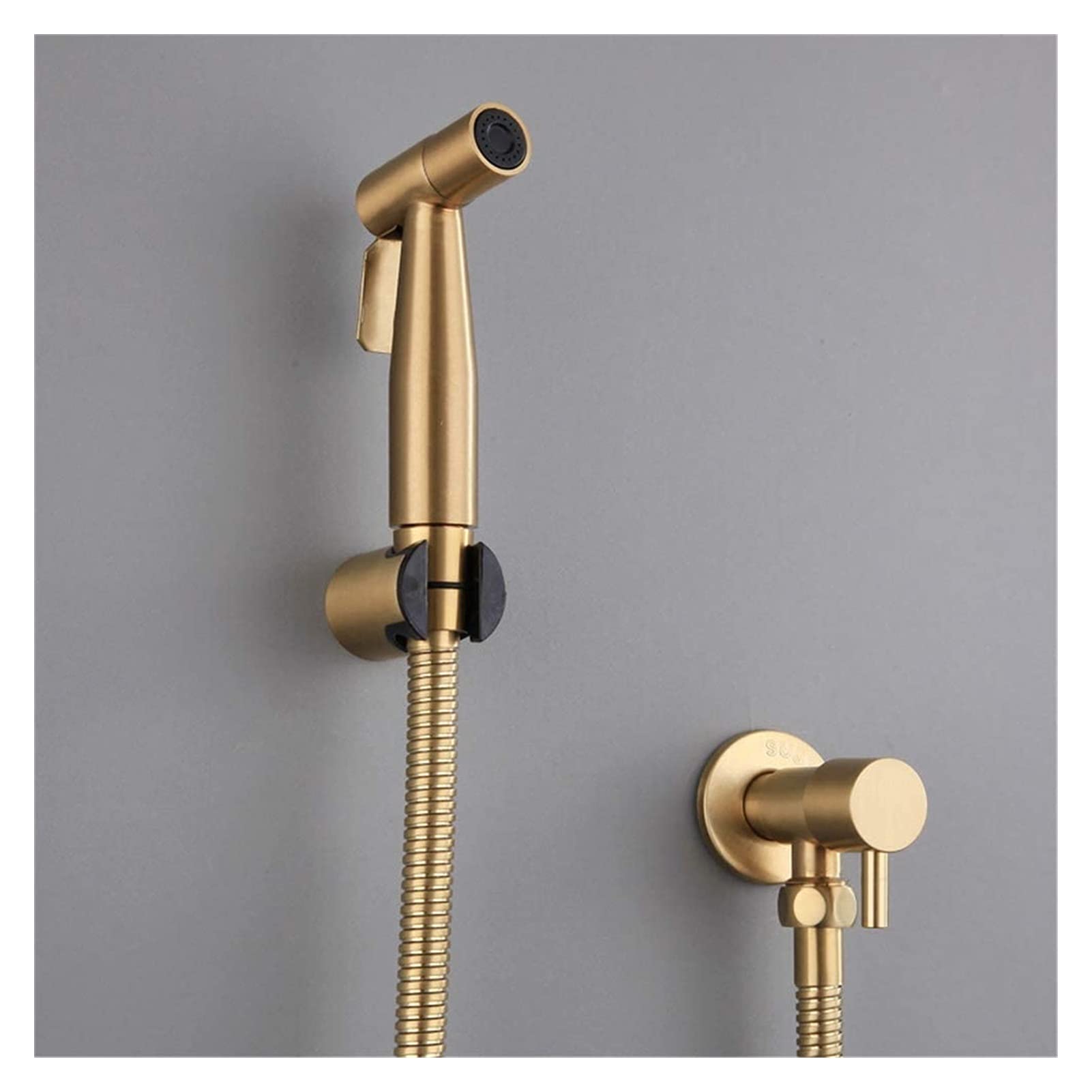 Sistemi di doccetta per WC, Rubinetto per Vasca, doccetta Portatile, Kit per WC con Doccia, Spazzola, Set di valvole in Rame Dorato, Rubinetto JetFaucet