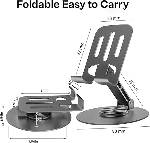 Miniatura 2 de Soporte de metal ajustable para tableta para teléfono  Soporte giratorio de 360  Soporte de escritorio universal plegable  Compatible con iPhone,