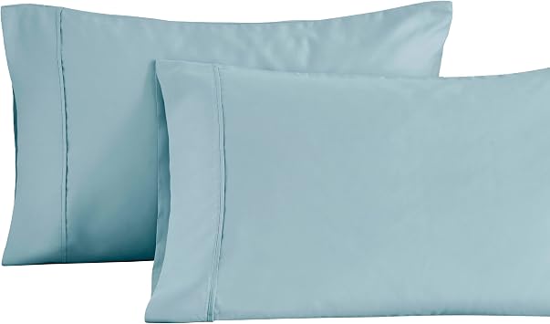 Superior 1400-1500 Thread Count Cotton Rich Pillowcases, Set of 2 Pillow Cases, Heavyweight Daily Bedding, Modern Decor, Ultra-Soft Comfort, Bedding Essentials, Bed Accents, Standard Size, Light Blue