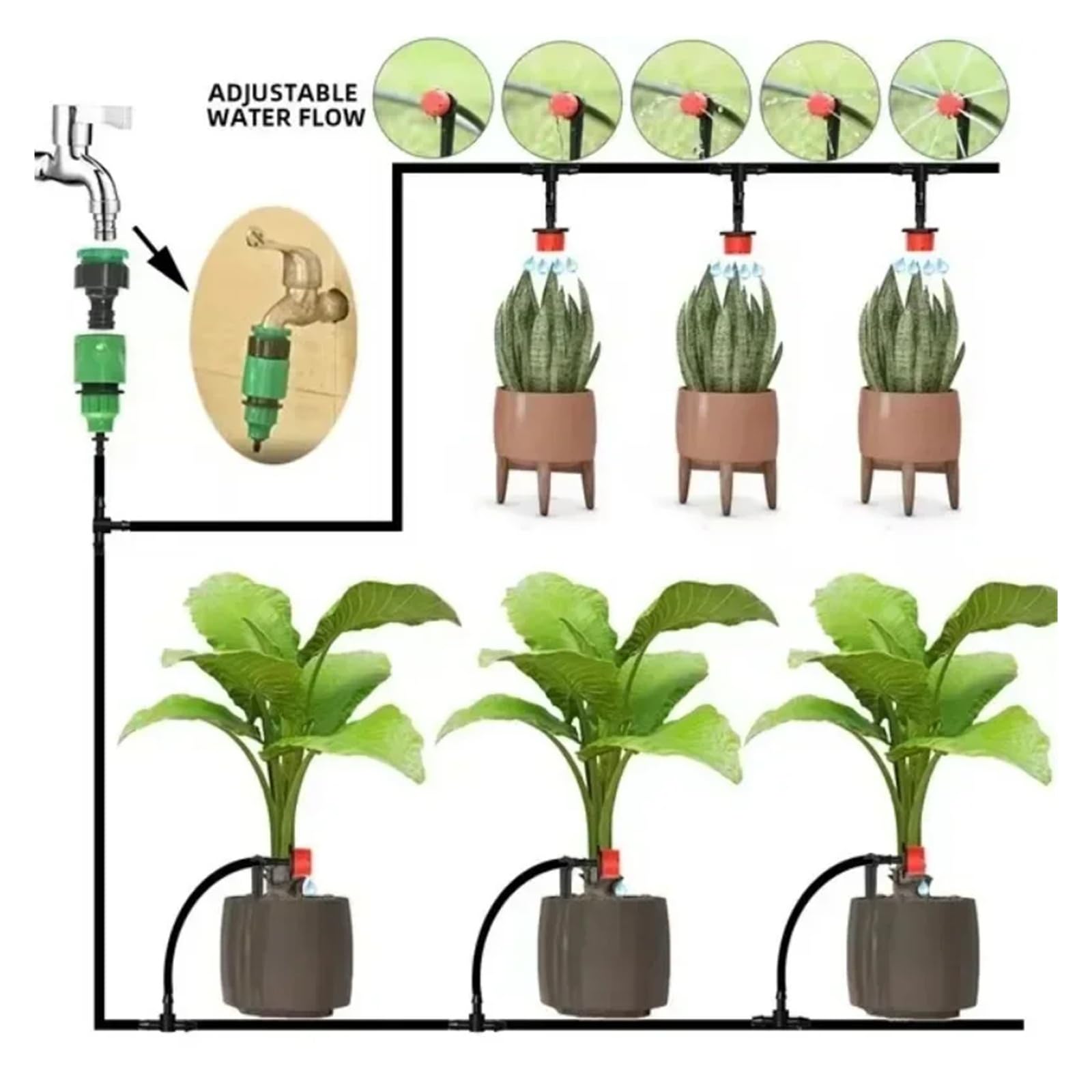 Accessori per navi Sistema di irrigazione a goccia da 5-40 m, set di irrigazione for piante, kit di irrigazione, gocciolatori regolabili for irrigazione micro Accessori per l'irrigazione(5 meters)
